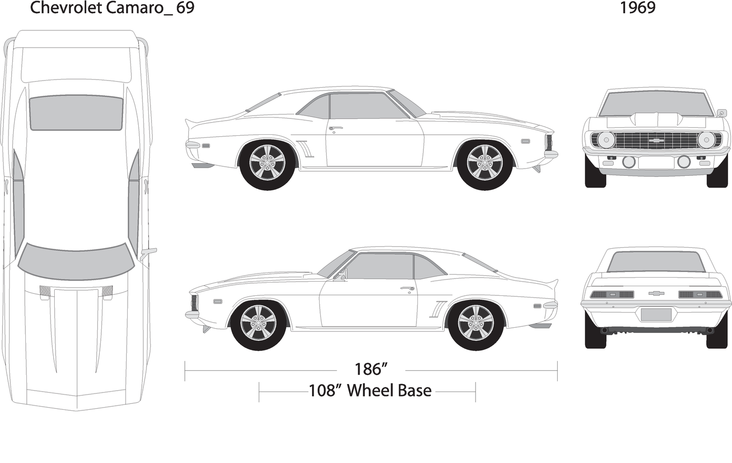 1969 Chevy Camaro V69 Vehicle Wrap Template