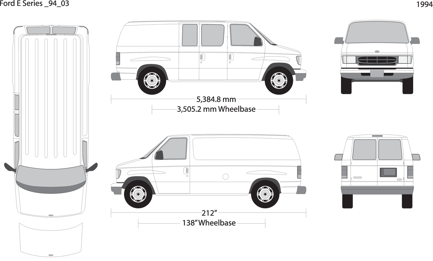 1994 Ford E Series V03 Vehicle Wrap Template