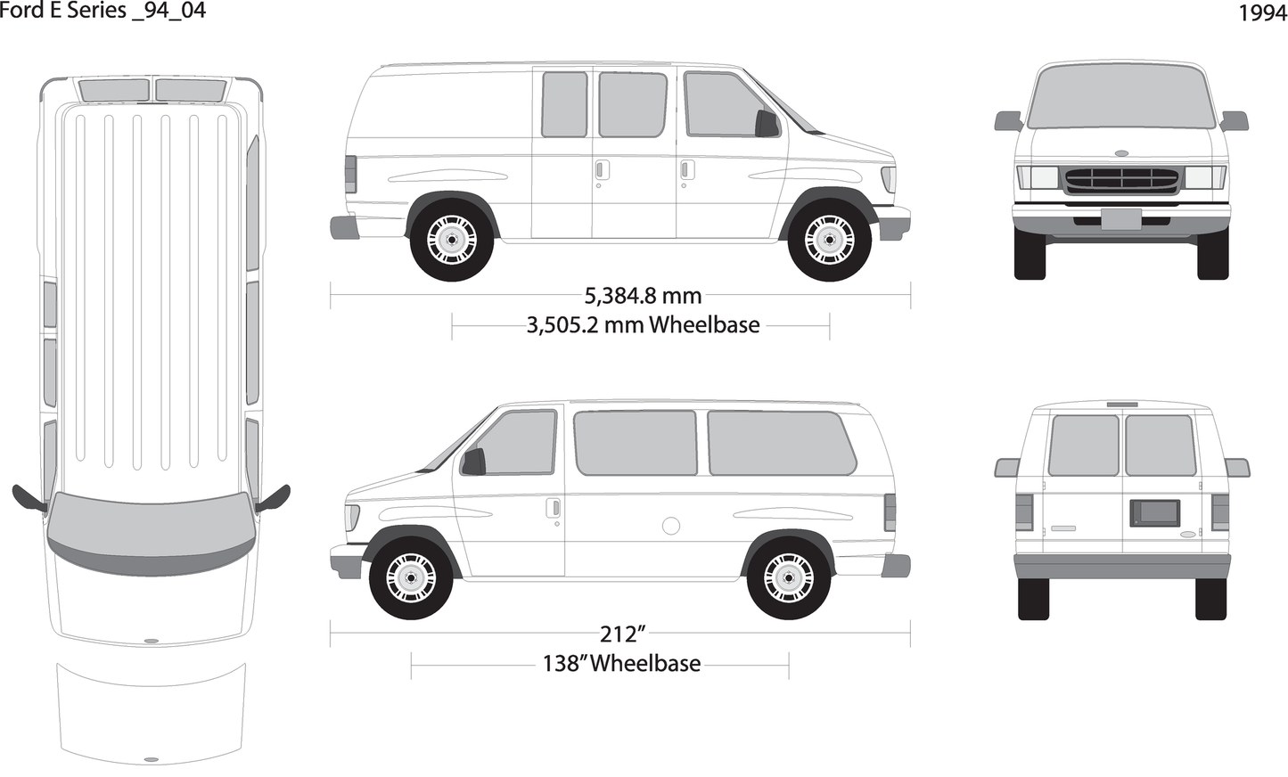 1994 Ford E Series V04 Vehicle Wrap Template