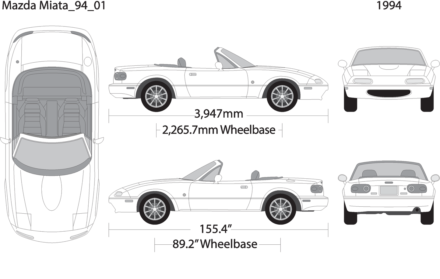 1994 Mazda Miata V01 Vehicle Wrap Template