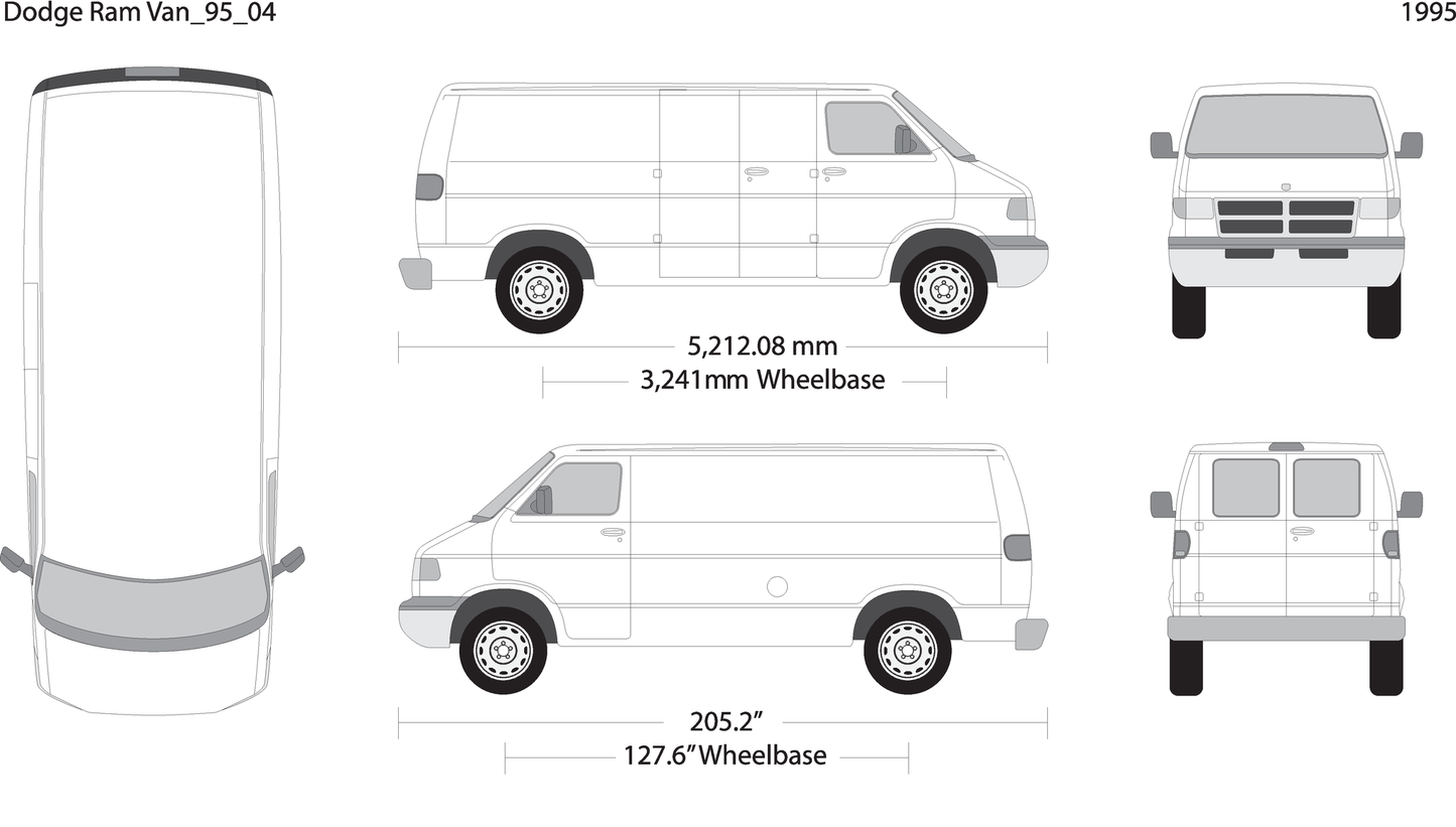 1995 Dodge Ram Van V04 Vehicle Wrap Template
