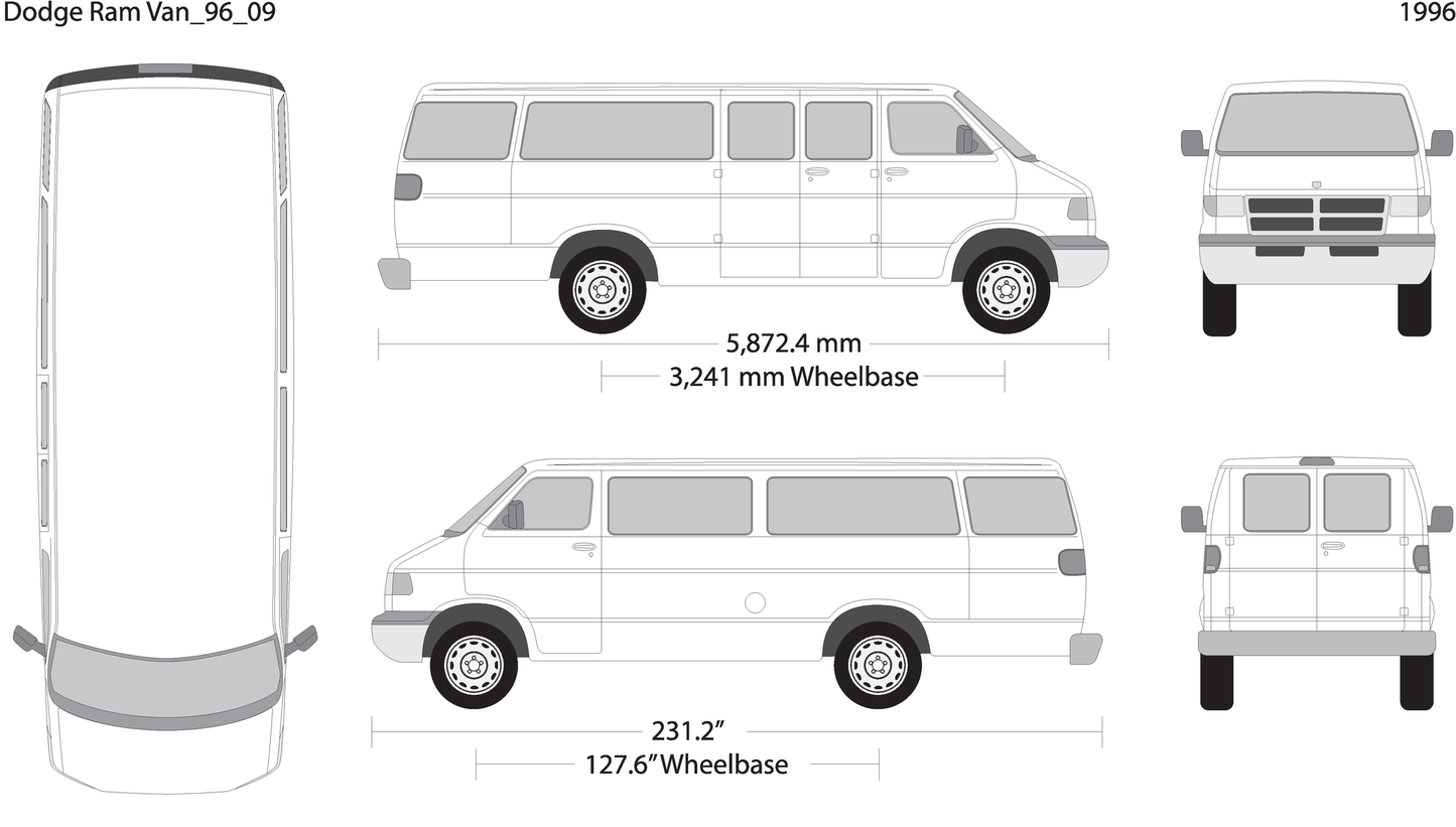 1996 Dodge Ram Van V09 Vehicle Wrap Template