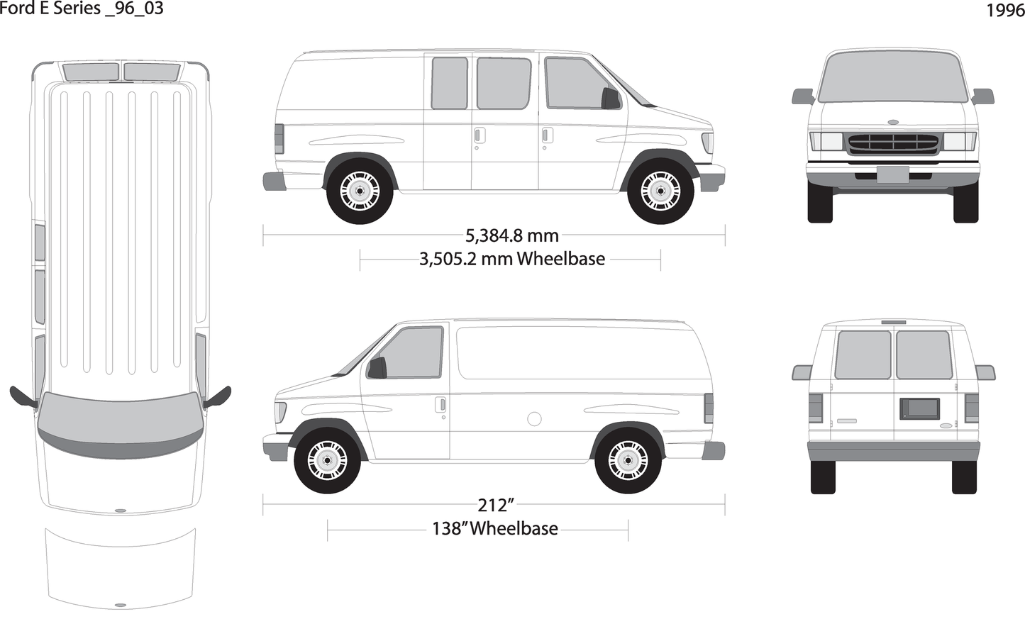 1996 Ford E Series V03 Vehicle Wrap Template