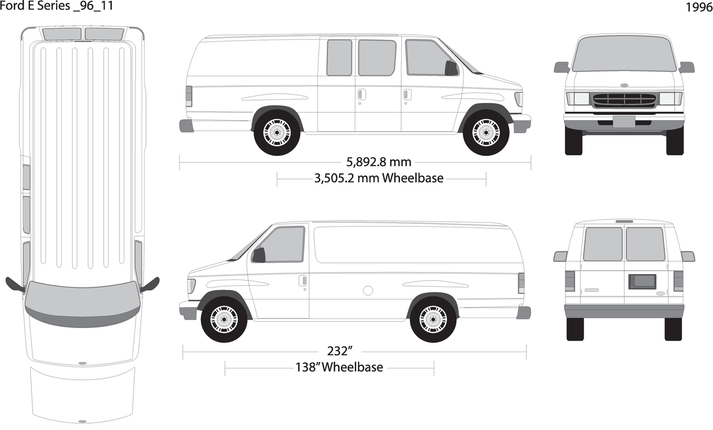 1996 Ford E Series V11 Vehicle Wrap Template