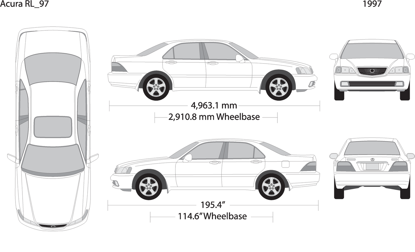 1997 Acura Rl V97 Vehicle Wrap Template