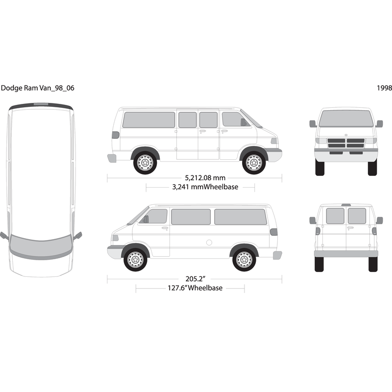1998 Dodge Ram Van V06 Vehicle Wrap Template