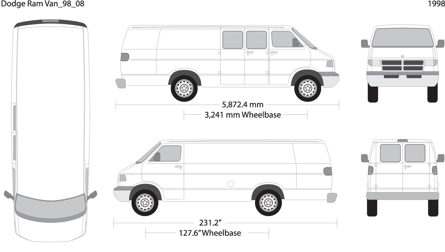 1998 Dodge Ram Van V08 Vehicle Wrap Template