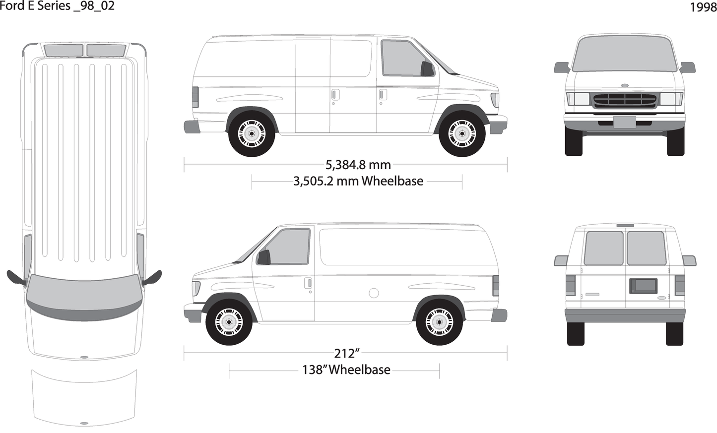1998 Ford E Series V02 Vehicle Wrap Template