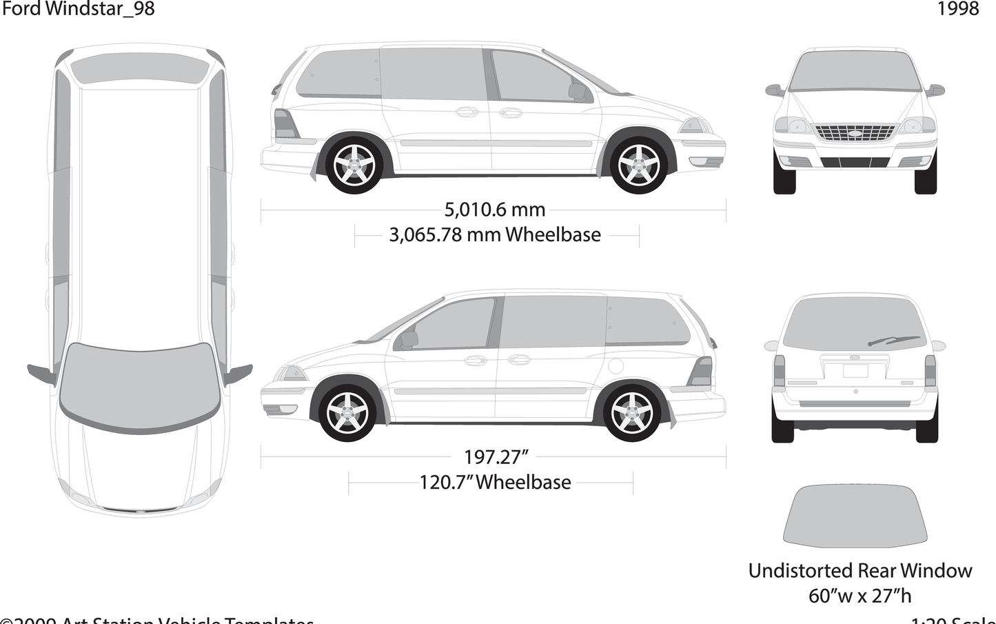1998 Ford Windstar V98 Vehicle Wrap Template