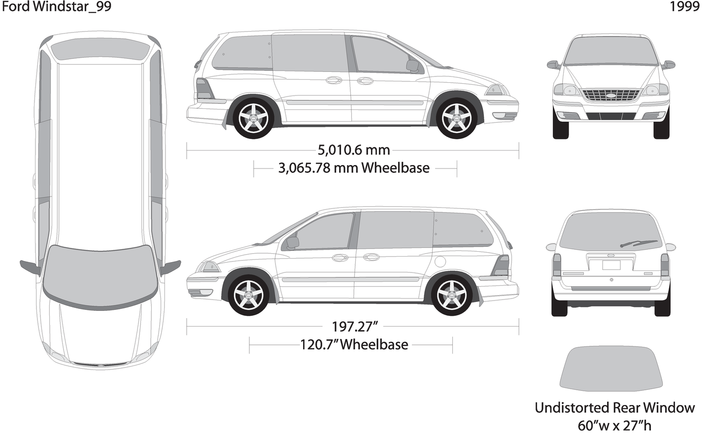 1999 Ford Windstar V99 Vehicle Wrap Template