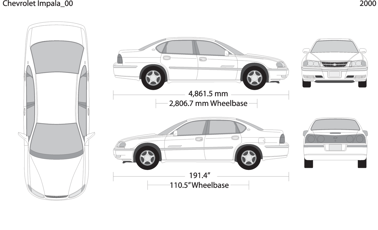 2000 Chevy Impala V00 Vehicle Wrap Template
