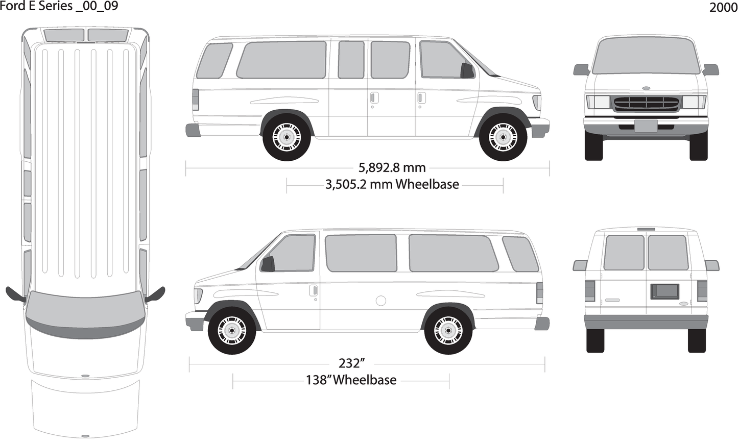 2000 Ford E Series V09 Vehicle Wrap Template