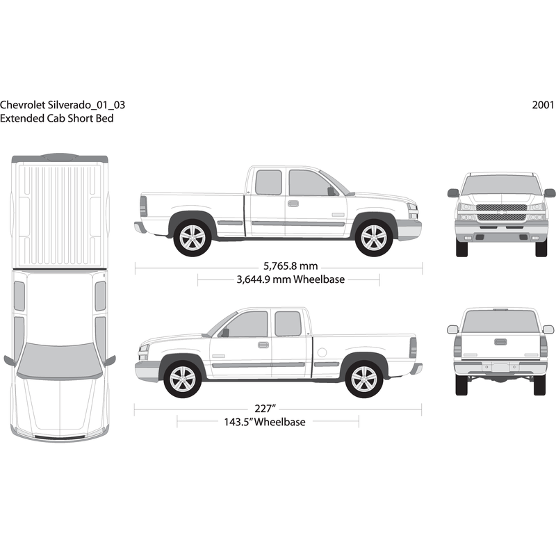 2001 Chevy Silverado 1500 V03 Vehicle Wrap Template