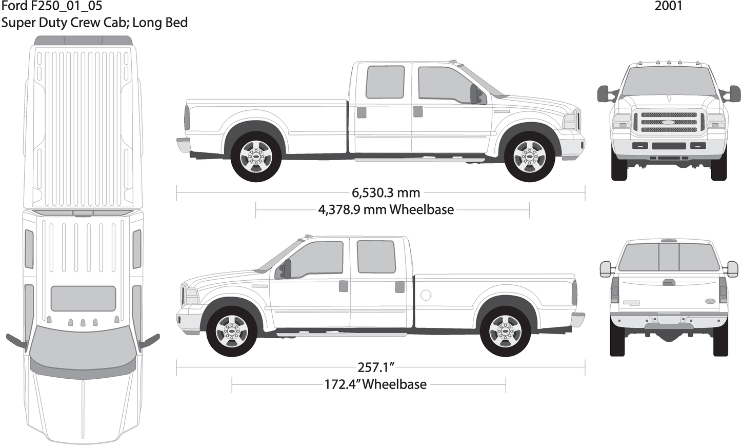 2001 Ford F 250 V05 Vehicle Wrap Template