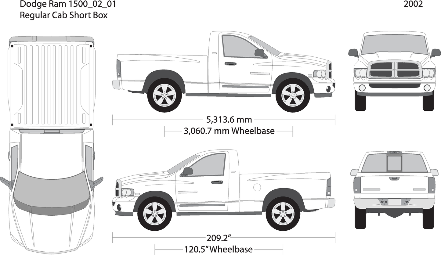 2002 Dodge Ram 1500 V01 Vehicle Wrap Template