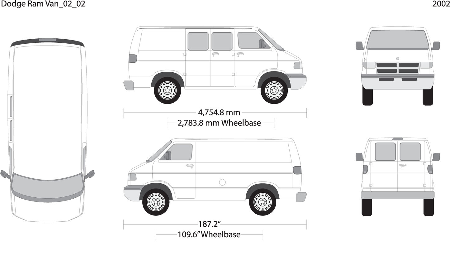 2002 Dodge Ram Van V02 Vehicle Wrap Template