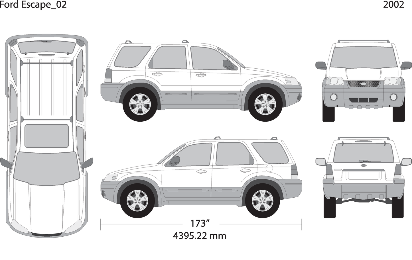 2002 Ford Escape V02 Vehicle Wrap Template