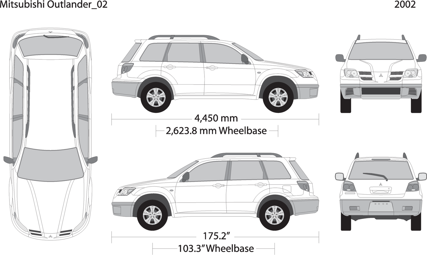 2002 Mitsubishi Outlander V02 Vehicle Wrap Template