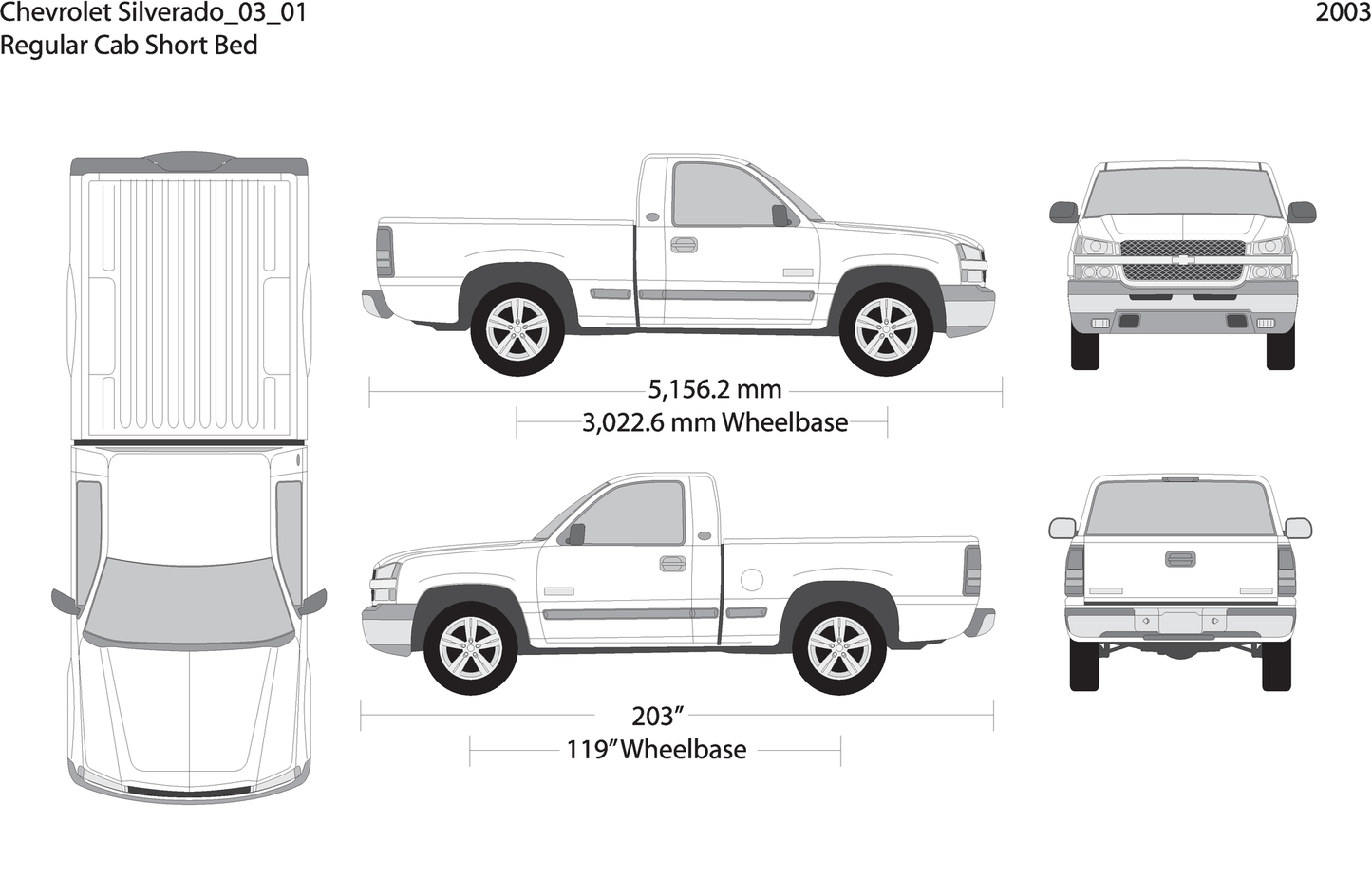 2003 Chevy Silverado 1500 V01 Vehicle Wrap Template