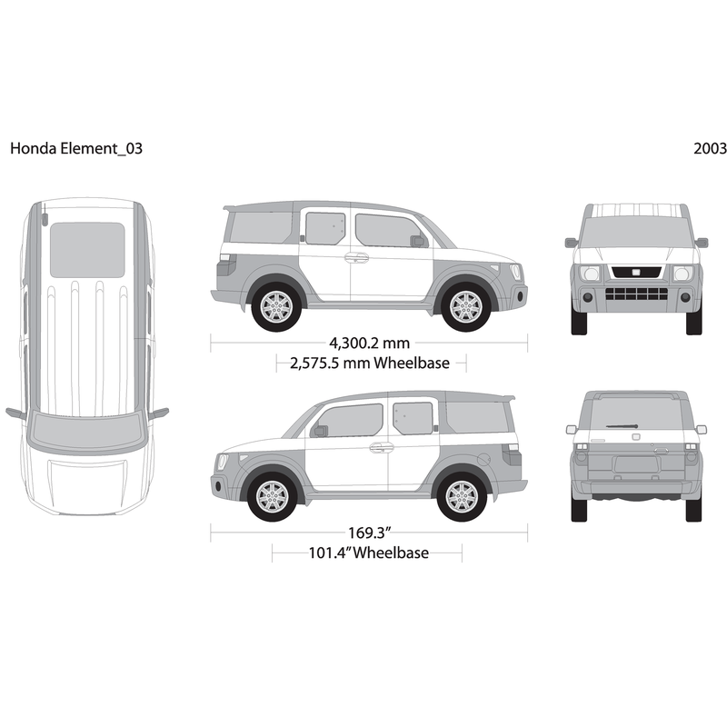 2003 Honda Element V03 Vehicle Wrap Template
