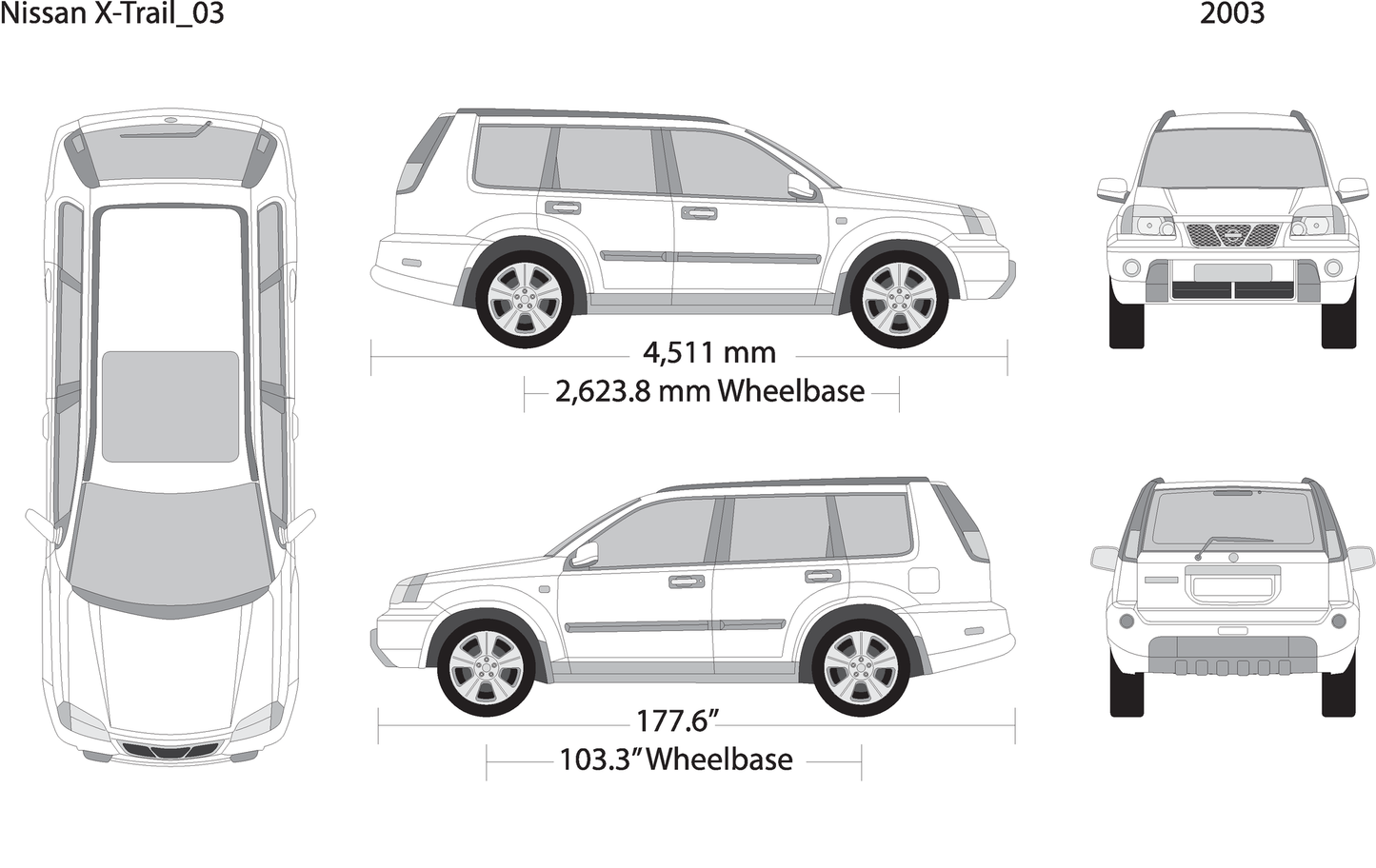 2003 Nissan X Trail V03 Vehicle Wrap Template