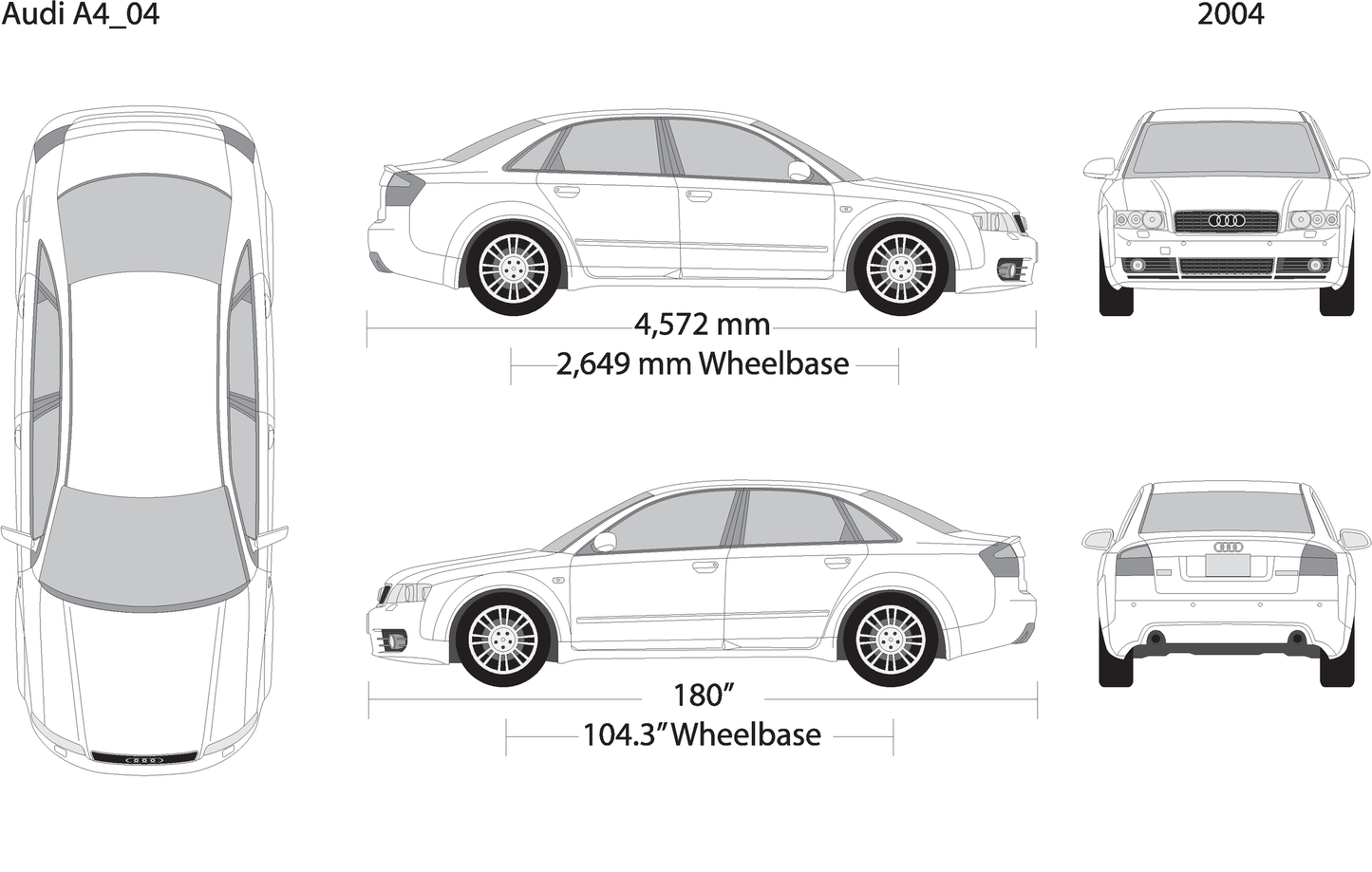 2004 Audi A4 V01 Vehicle Wrap Template
