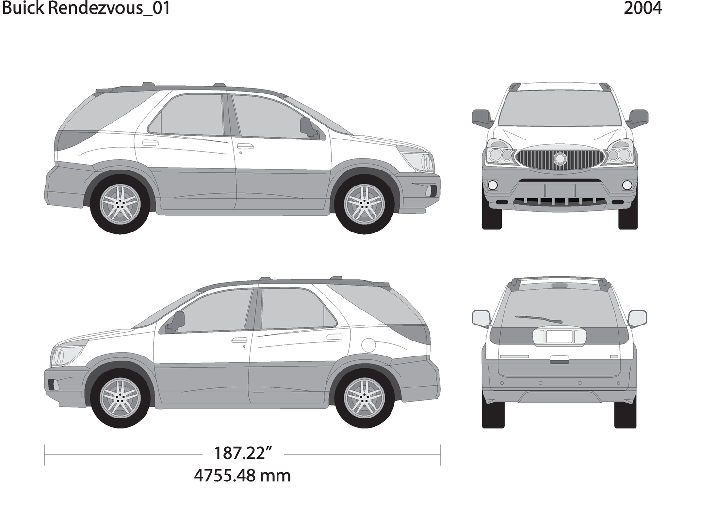 2004 Buick Rendezvous V01 Vehicle Wrap Template