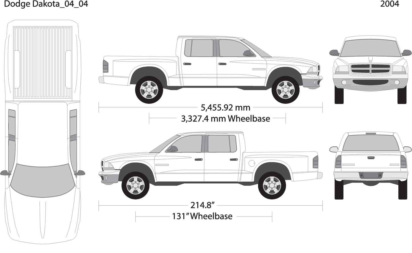 2004 Dodge Dakota V04 Vehicle Wrap Template