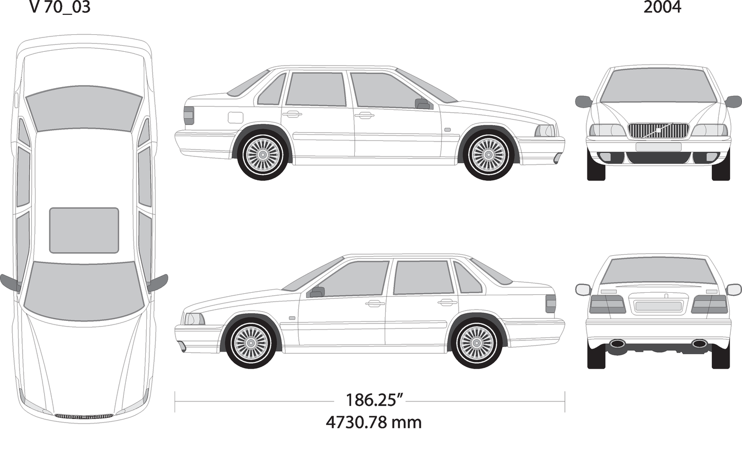 2004 Volvo Volvo 70 V03 Vehicle Wrap Template