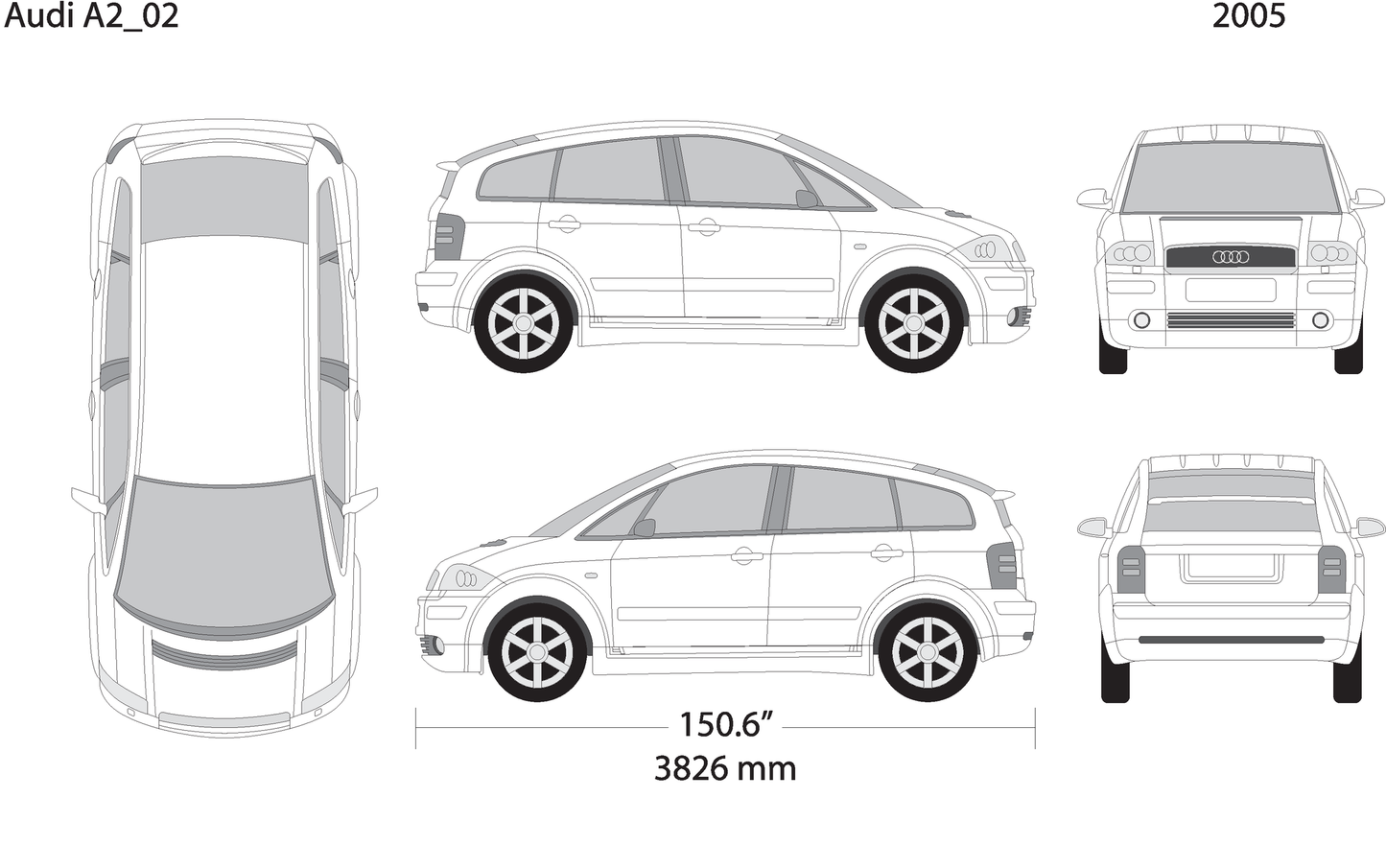 2005 Audi A2 V02 Vehicle Wrap Template