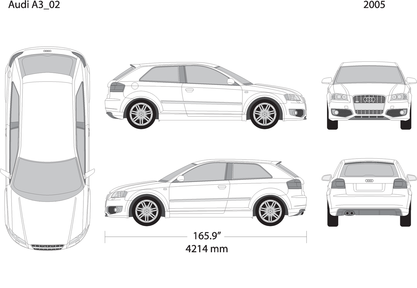 2005 Audi A3 V02 Vehicle Wrap Template
