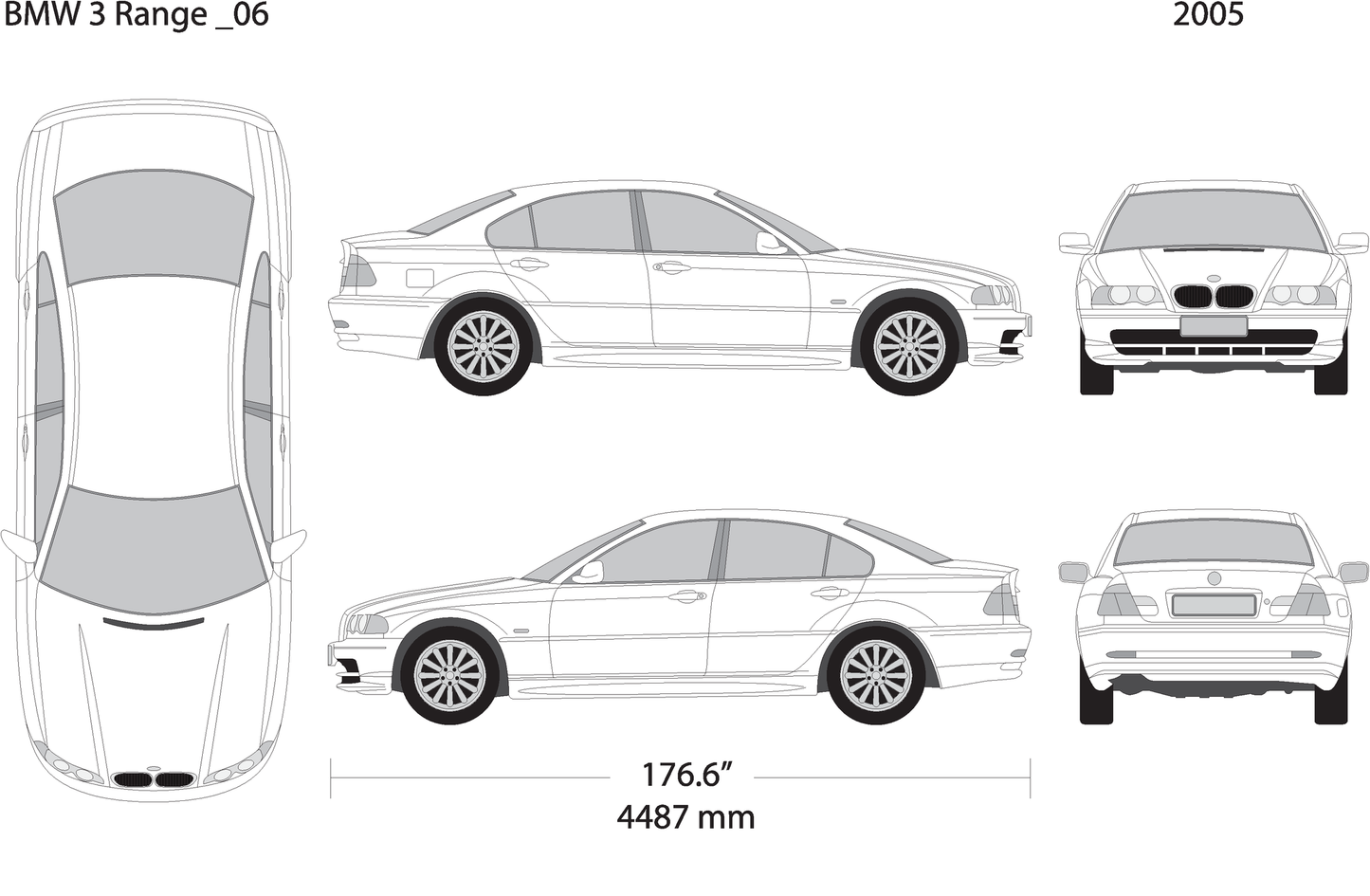2005 Bmw 3 V06 Vehicle Wrap Template