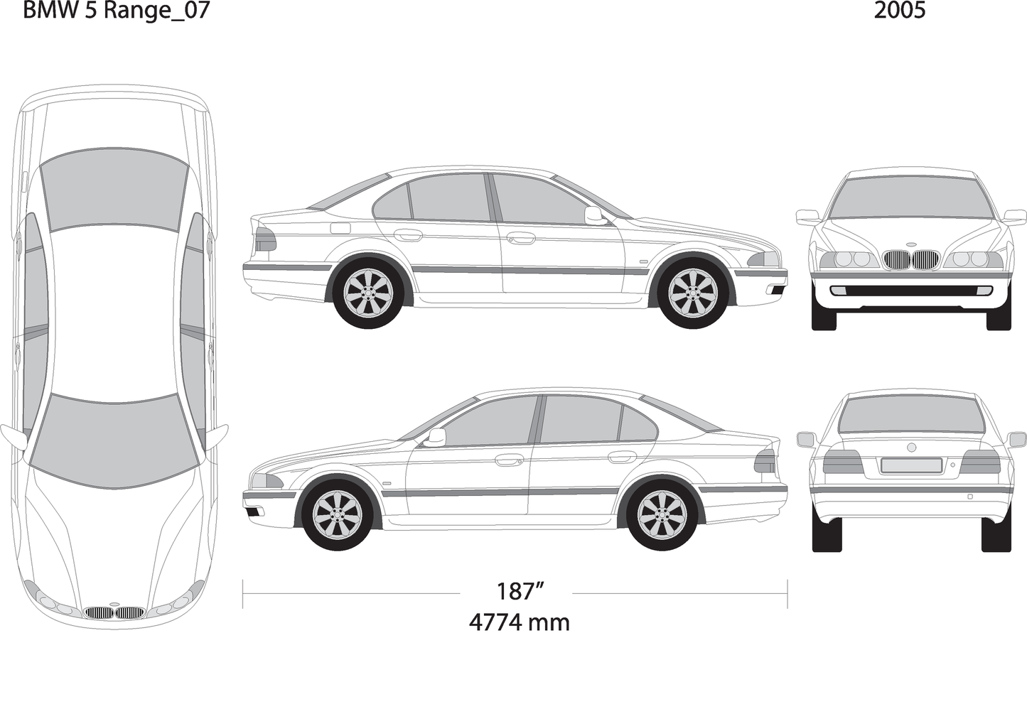 2005 Bmw 5 V07 Vehicle Wrap Template