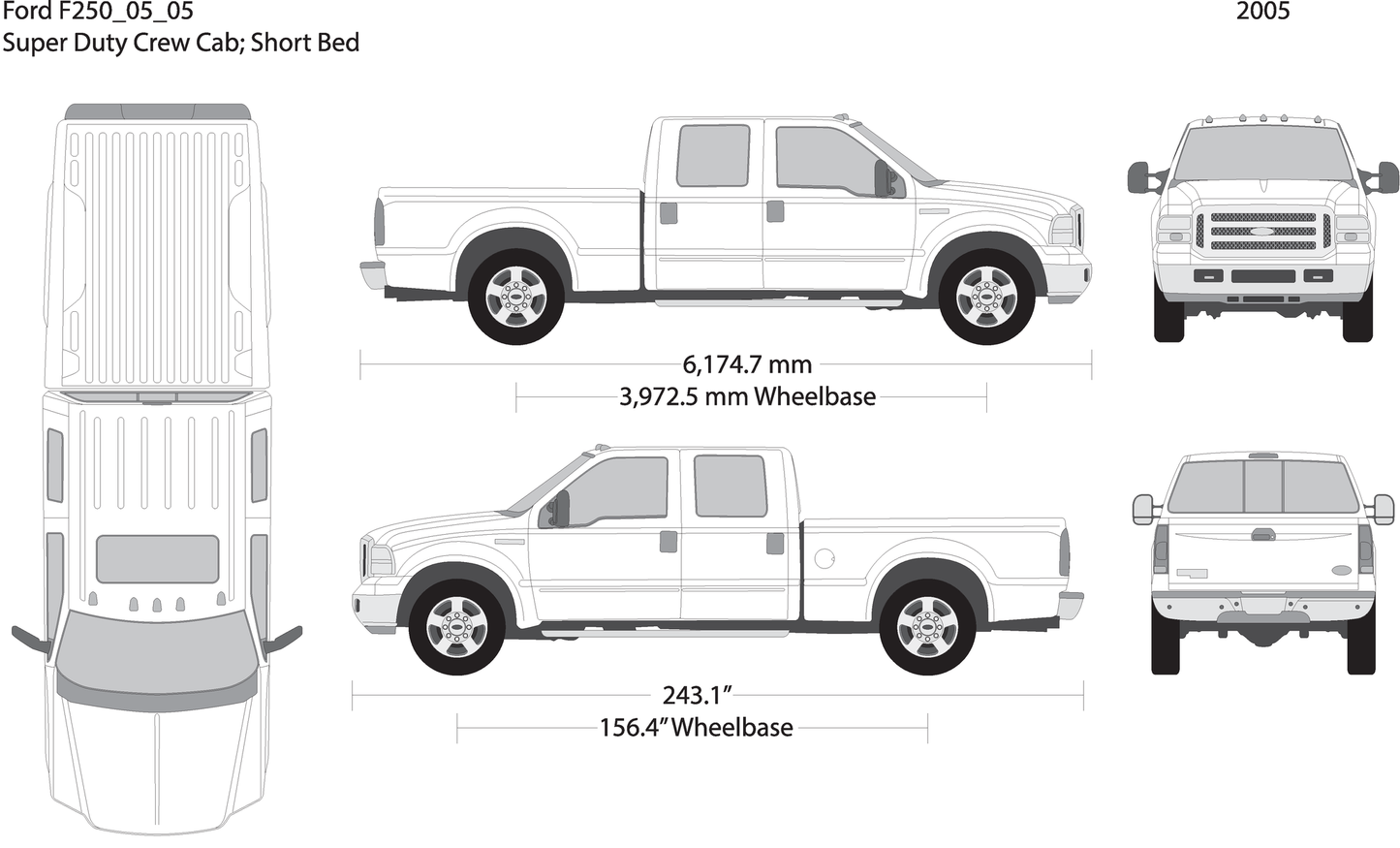 2005 Ford F 250 V04 Vehicle Wrap Template