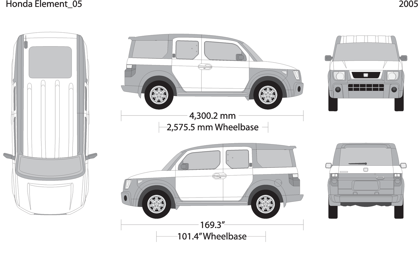 2005 Honda Element V05 Vehicle Wrap Template