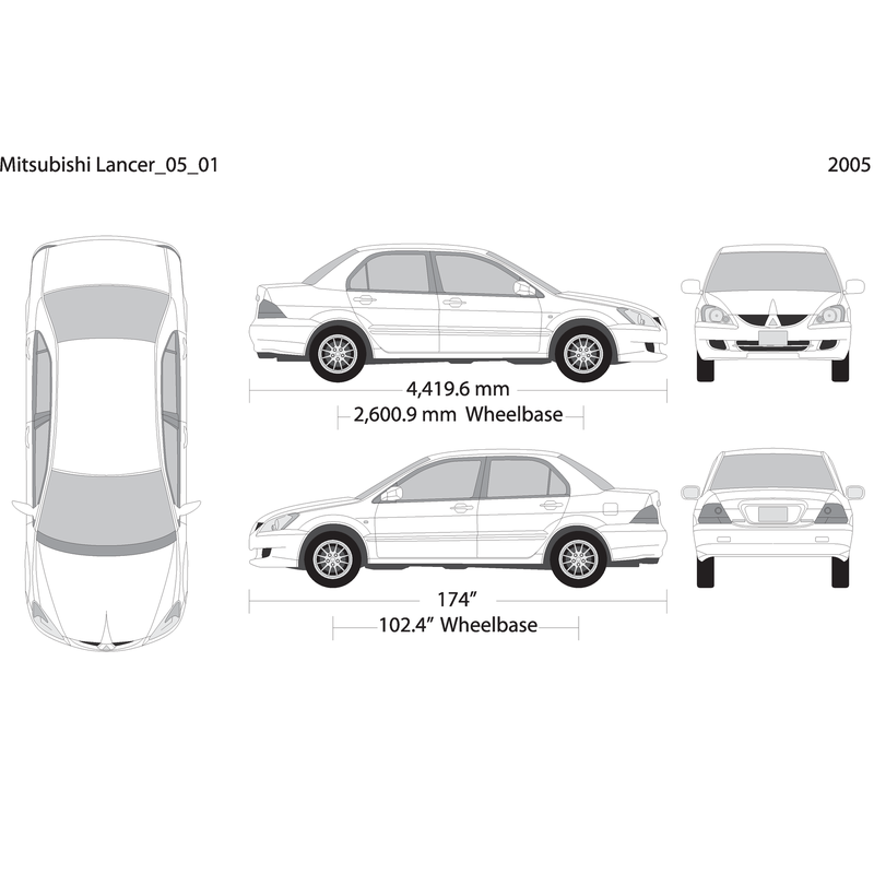 2005 Mitsubishi Lancer V01 Vehicle Wrap Template