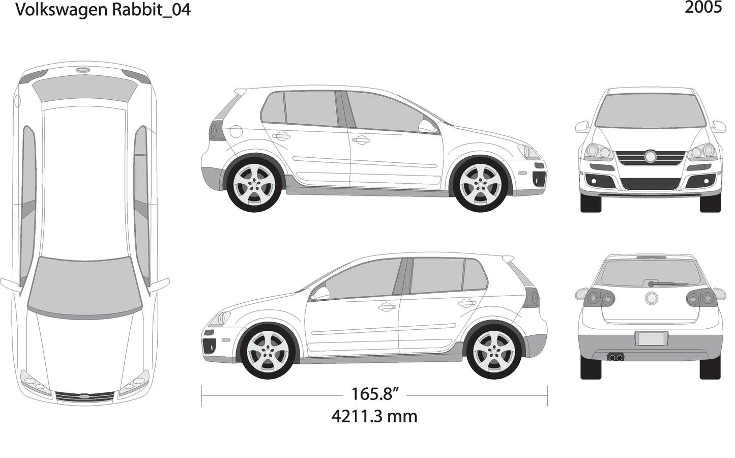 2005 Volkswagen Rabbit V04 Vehicle Wrap Template