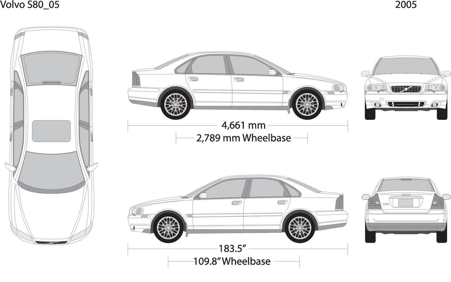 2005 Volvo Volvo S80 V05 Vehicle Wrap Template