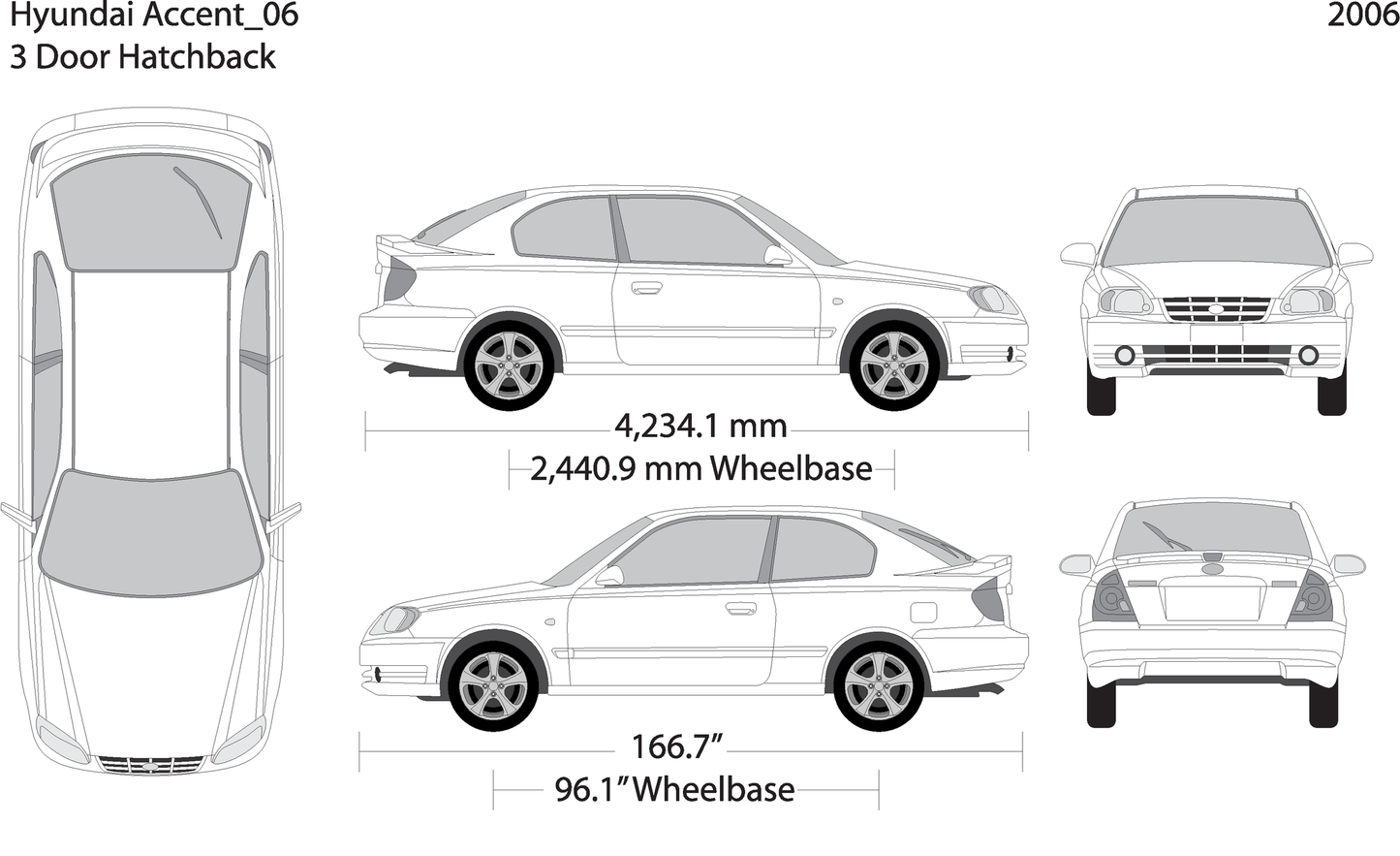 2006 Hyundai Accent Hatchback V06 Vehicle Wrap Template