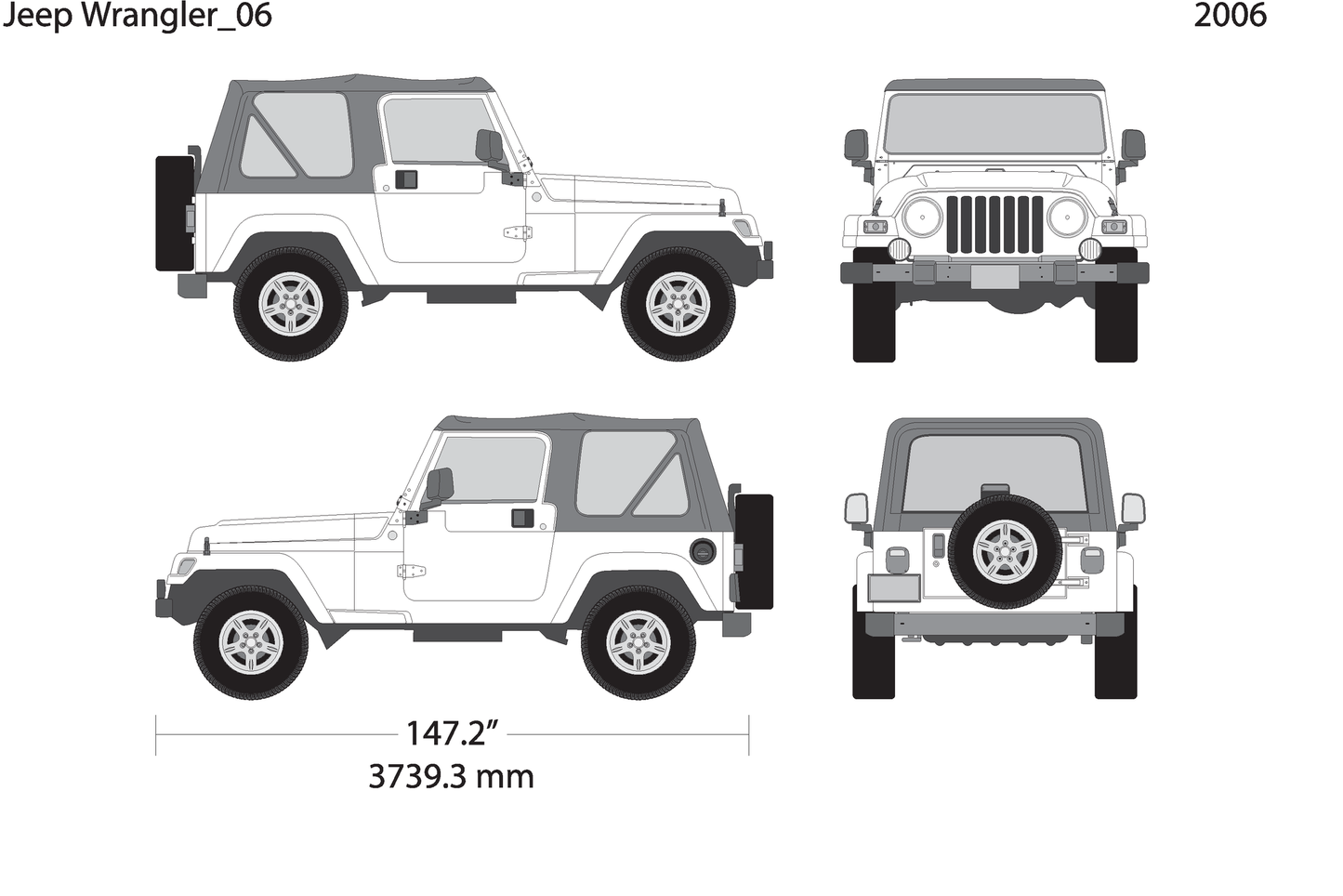 2006 Jeep Wrangler V02 Vehicle Wrap Template