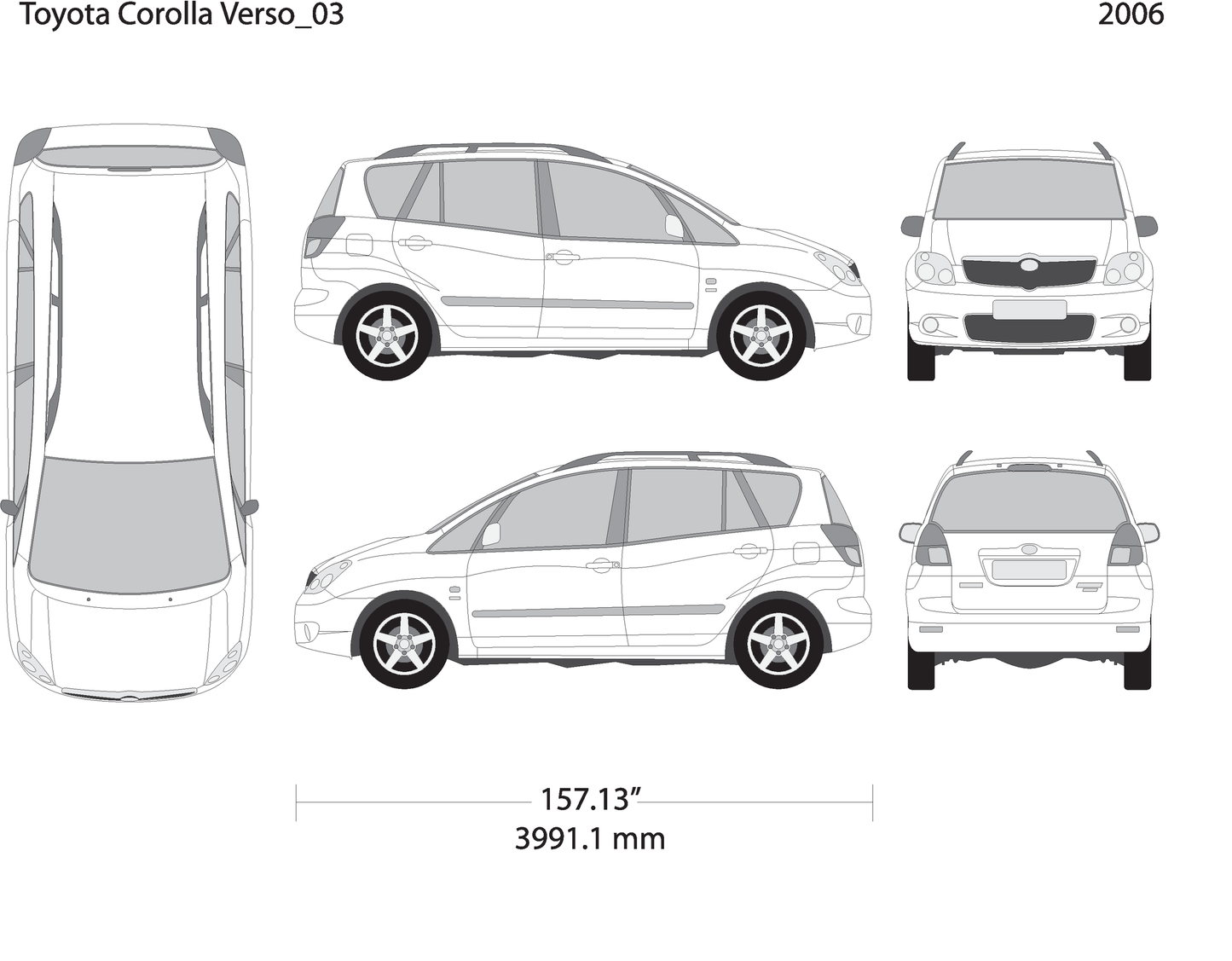2006 Toyota Corolla Verso V03 Vehicle Wrap Template