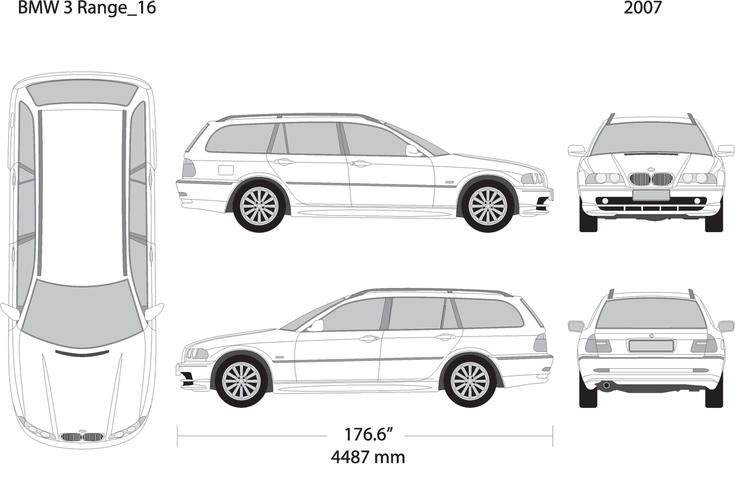 2007 Bmw 3 V16 Vehicle Wrap Template
