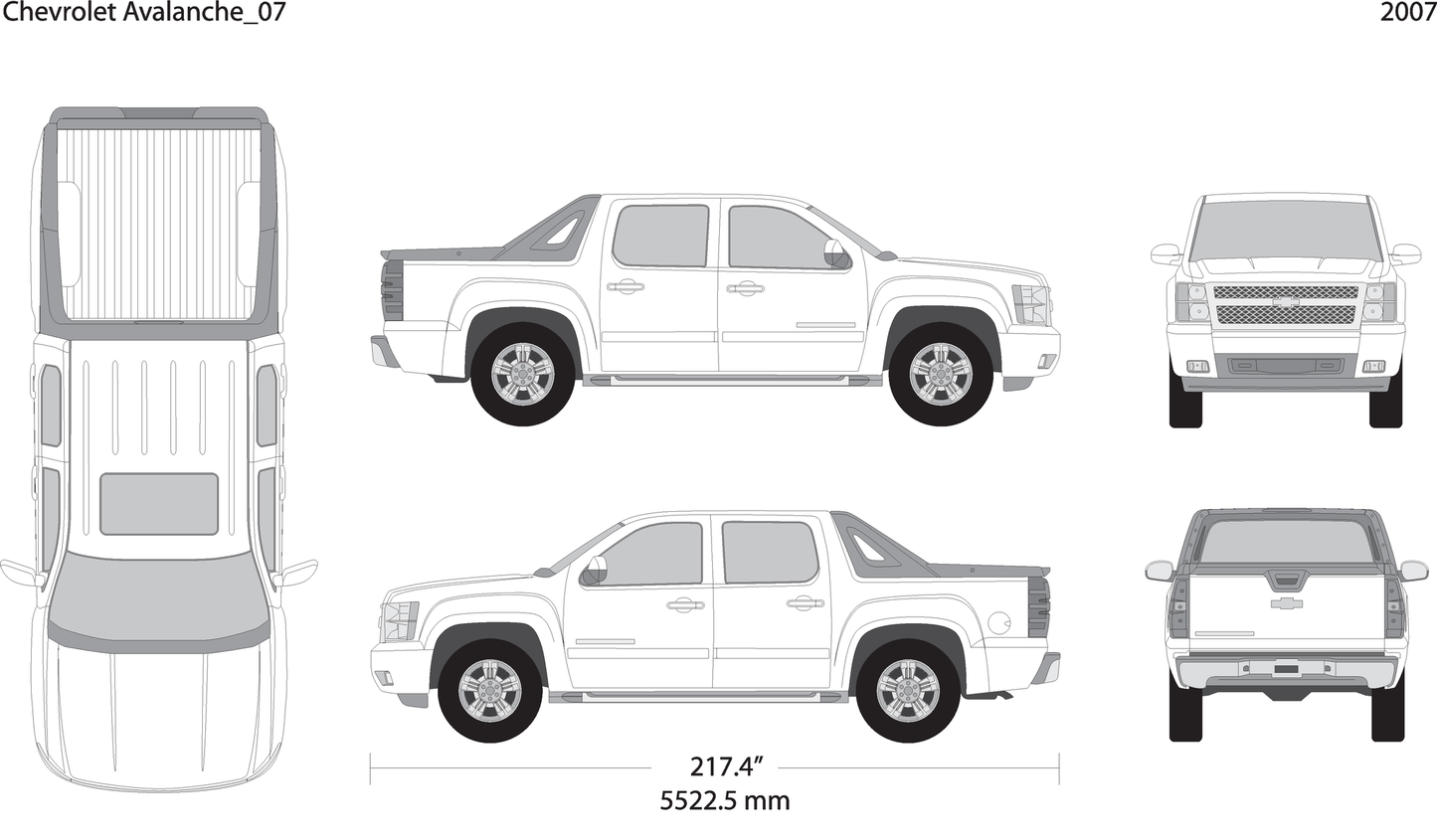 2007 Chevy Avalanche V01 Vehicle Wrap Template