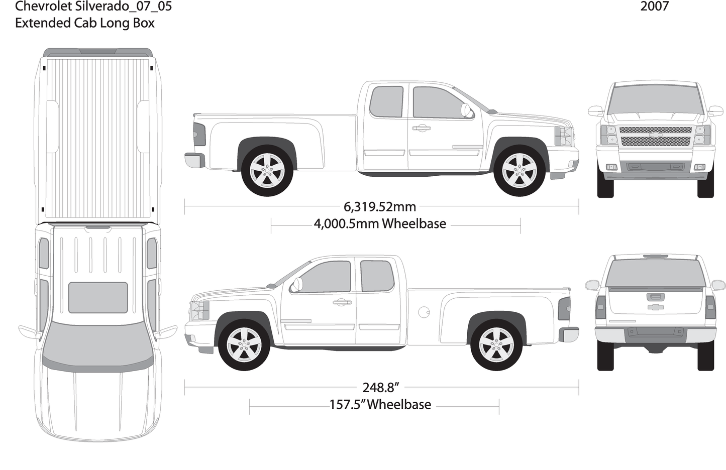 2007 Chevy Silverado 1500 V05 Vehicle Wrap Template