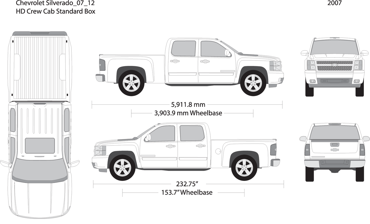 2007 Chevy Silverado 2500 3500 Hd V12 Vehicle Wrap Template