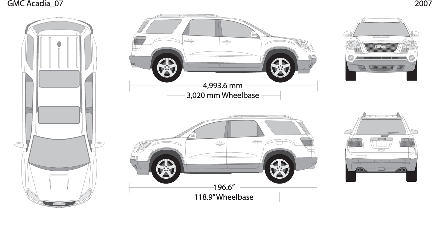 2007 Gmc Acadia V07 Vehicle Wrap Template