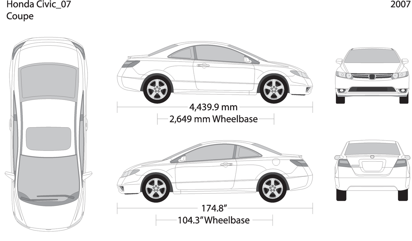 2007 Honda Civic Coupe V07 Vehicle Wrap Template