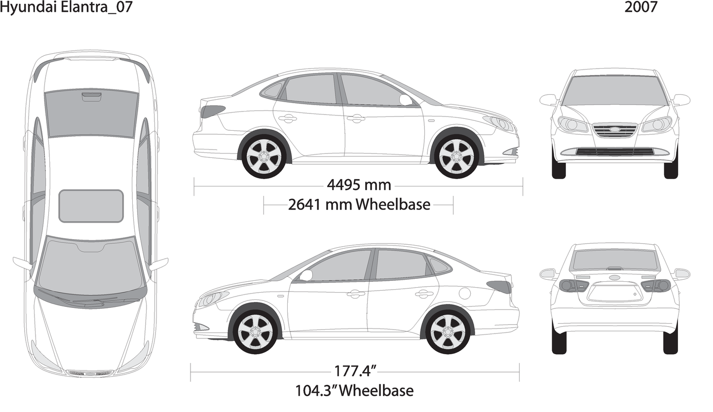 2007 Hyundai Elantra V07 Vehicle Wrap Template