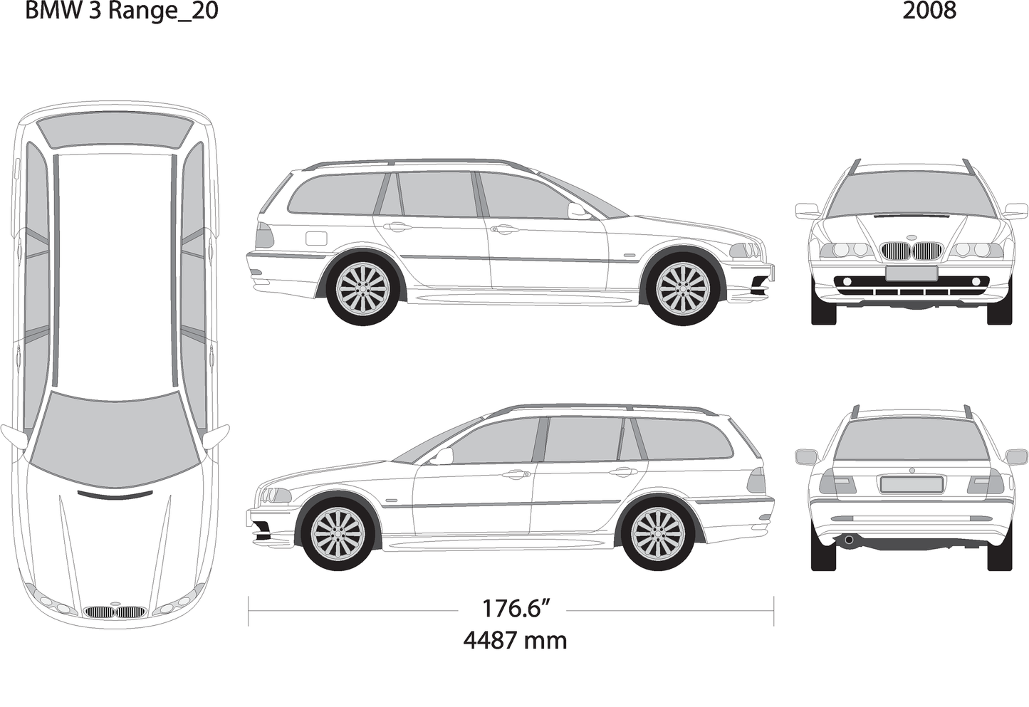 2008 Bmw 3 V20 Vehicle Wrap Template