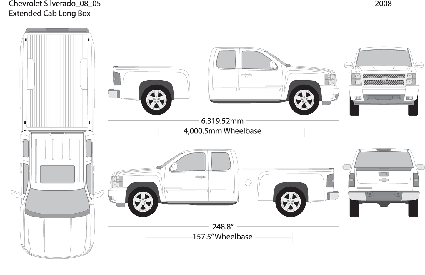 2008 Chevy Silverado 1500 V05 Vehicle Wrap Template
